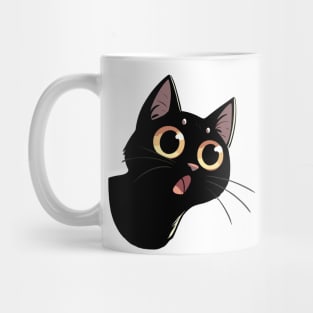 Surprised Black Cat Mug